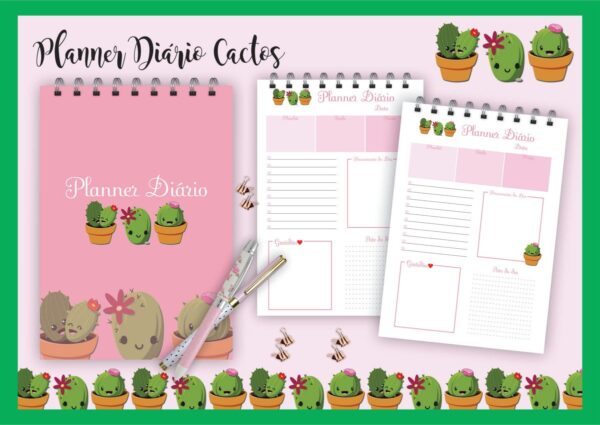 planner diario cactos arquivo digital papelaria