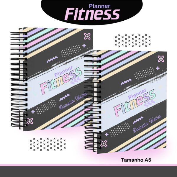 planner fitness feminino rosa e preto arquivo digital informacoes