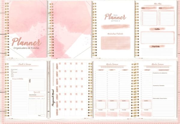 planner organizadora de eventos arquivo digital papelaria personalizada