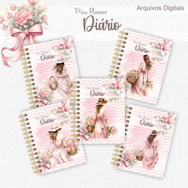 planner rose 2025 arquivo digital encadernacao