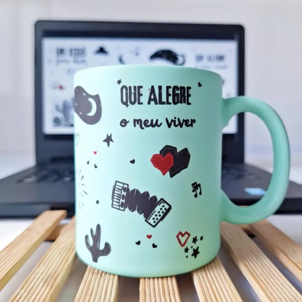 PNG Temático para Caneca "Que Alegra o Meu Viver"