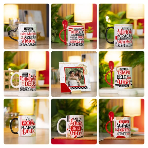 PNGs para Canecas e Azulejos: Amor e Romance no Ar
