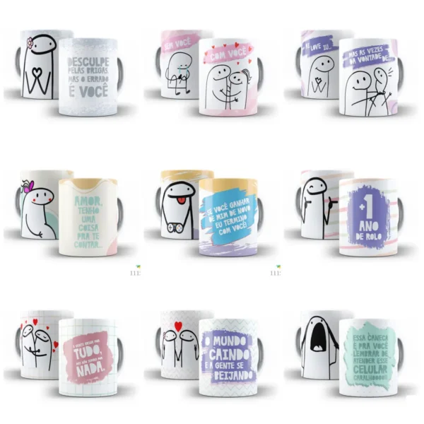 Presenteie com Arte: Kit de Canecas Românticas Editáveis
