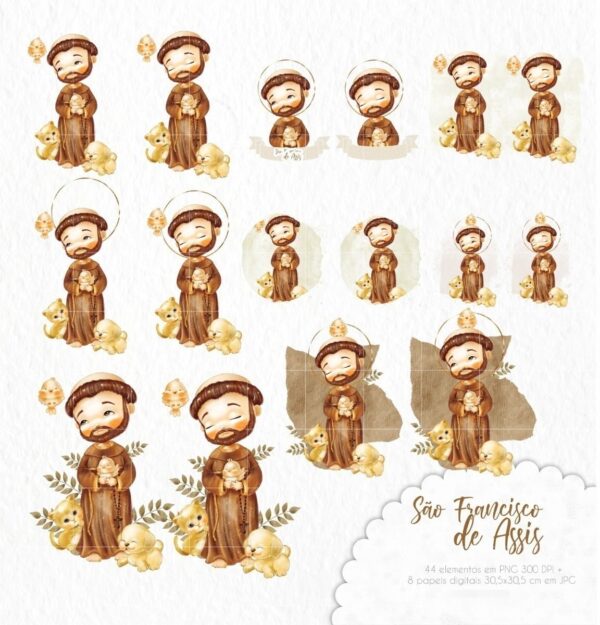 Santinhos Em Aquarela Kit Digital Imagens Em Png Scrapbook
