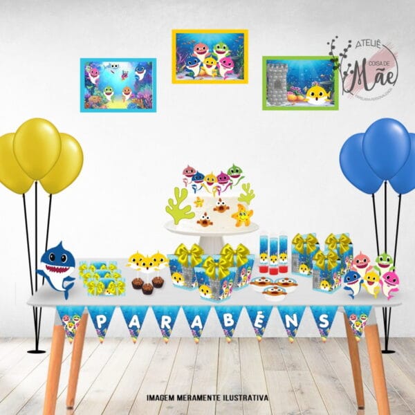 so um bolinho baby shark arquivo digital kit decoracao de festa