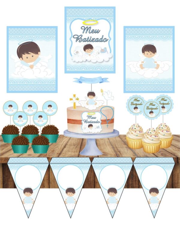 so um bolinho batizado azul arquivo digital scrapbook