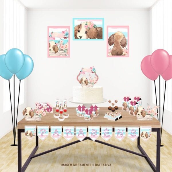 so um bolinho cachorrinhos menina arquivo digital kit festa pronta