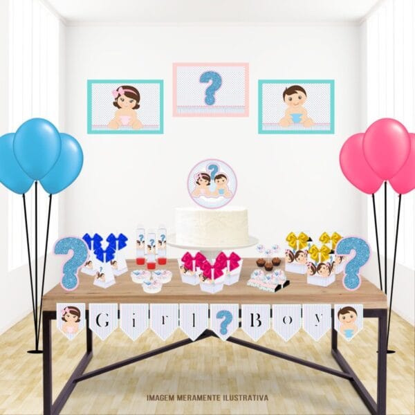 so um bolinho cha revelacao arquivo digital decoracao festa infantil
