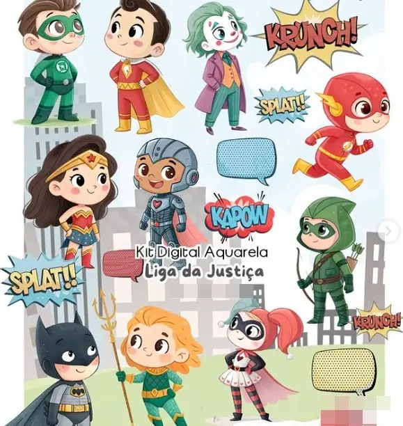 Super-heróis Aquarelados em PNG para Personalizados