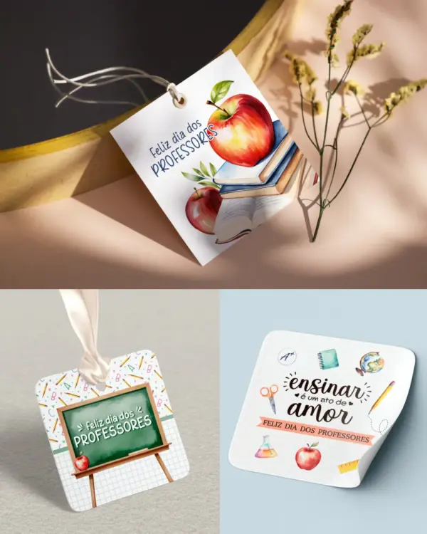 Tag Quadrada 6cm Professores Arquivo para Personalização