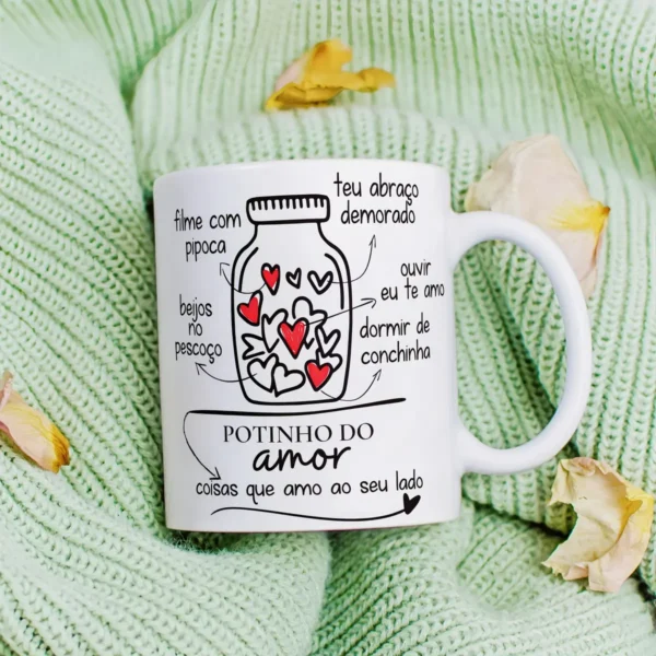 Template de Caneca Romântica Potinho do Amor em JPG
