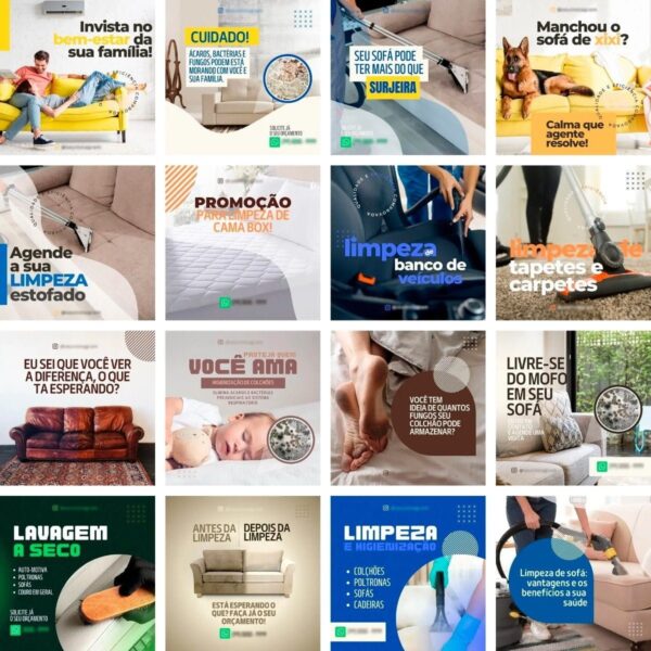 Templates Canva Limpeza De Estofados 30 Artes Editáveis Sofá