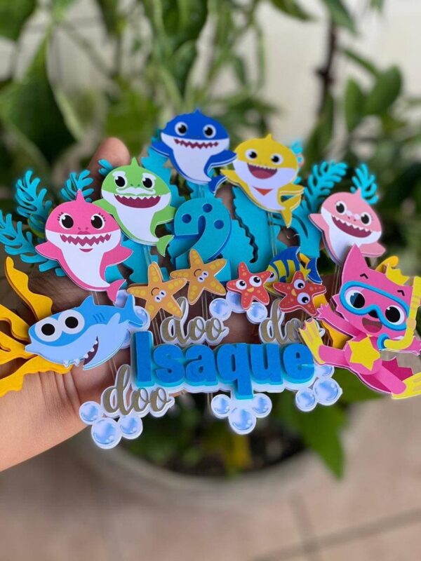 topo de bolo baby shark camadas arquivo digital topper de bolo