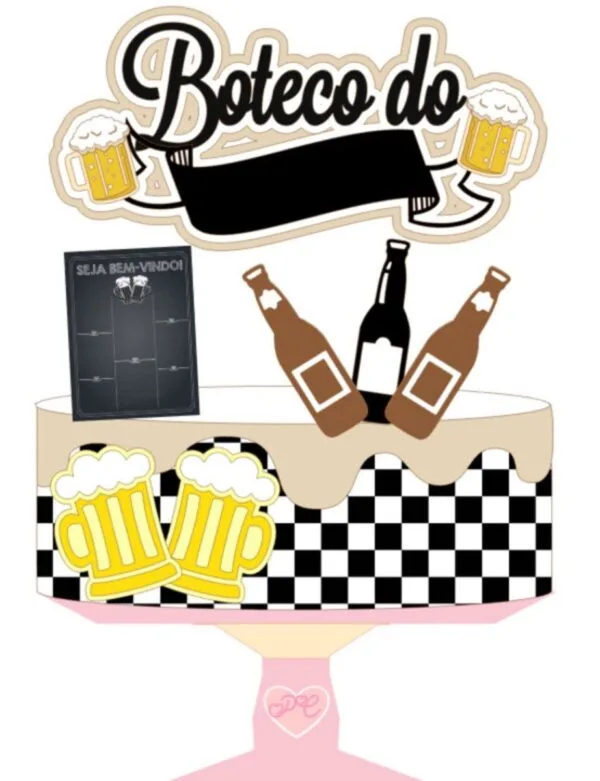 topo de bolo boteco arquivo digital enfeite bolo
