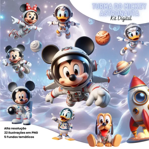 Turma do Mickey Astronauta - Pacote Completo em PNG