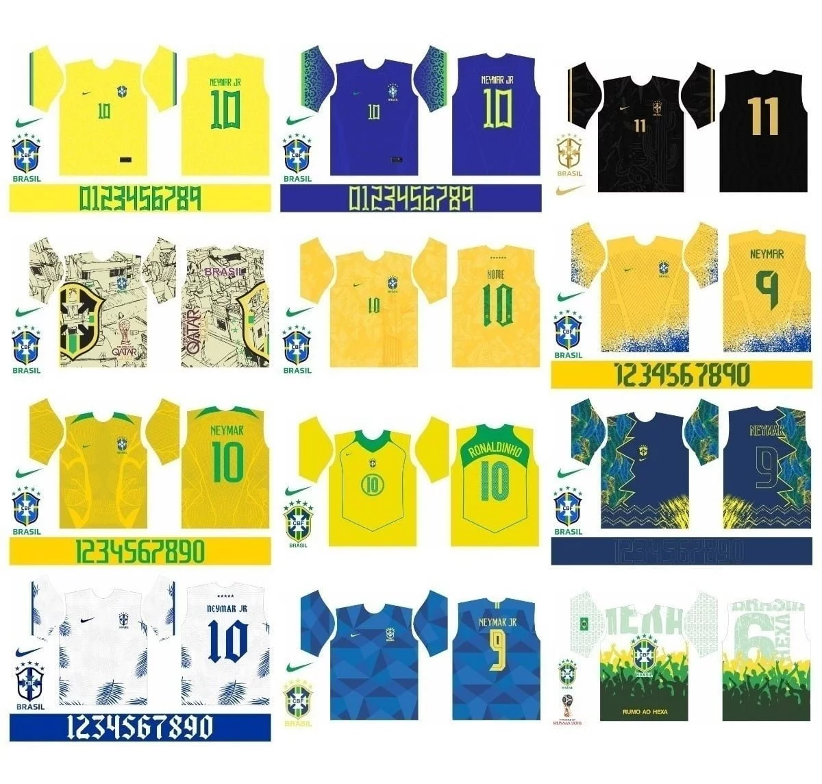 Vetor Sublimação Camisa Seleção Brasileira Copa Mundo 2022